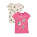 Star Wars The Mandalorian Baby Yoda Girls Graphic and All Over Print T-Shirts, 2-Pack, Sizes 4-16