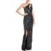 Aidan Mattox Womens Sequined Cu-Out Evening Dress