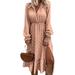 Womens Summer Polka Dot Long Sleeve Elastic Waist Party Evening Long Dresses