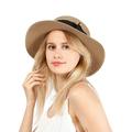 Women Raffia Straw Hat Bow Ribbon Brim Beach Sun Hat Summer Hat Cap Loose Sunscreen Sunshade Flat Cap Visors Hats