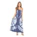 Convertible Tie Dye Smock Chest Maxi Dress (Small, Navy / White)