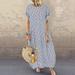 Women Casual Polka Dot Print Short Sleeve Round Neck Maxi Dress