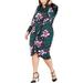 NY Collection Womens Plus Ruched Floral Print Shirtdress