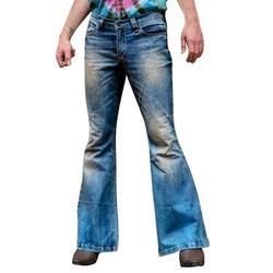 CVLIFE Retro Slim Stretch Bell Bottom Jean Pants for Mens Wide Leg Washed Disco Jean Trouser Comfort Flared Denim Jeans