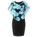 VEAREAR Dress Nylon Polyester Spandex Rose Flower Print Cape Design Bodycon Light Blue,Dress for women,Maxi,Boho,Midi