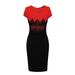 Women Girls Short Sleeve Bodycon Dress Cocktail Party Mini Dress Red XL