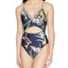 Trina Turk Front Keyhole One Piece Swimsuit,Navy/Midnight/Fiji Floral Print, 2