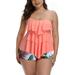 Womens Plus Size 2 Piece Swimsuits Flounce Printed Bathing Suits Tankini Swimsuits for Women TummyÂ Control