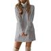 Womens Turtle Neck Long Sleeve Sweater Dress Ladies Winter Warm Jumper Dresses