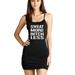 Junior's Sweat More Bitch Less V126 Black Spaghetti Straps Tank Top Dress Medium Black