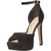 Jessica Simpson Women's Beeya Ankle Strap Platform Heeled Sandals Shoes, Black Suede
