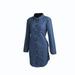 Womens Longline Denim Shirt Dress Ladies Jean Dresses Size 4 6 8 10 12 Blue