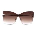 Womens Double Cross Asymmetrical Shield Designer Sunglasses Gradient Brown