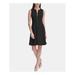 TOMMY HILFIGER Womens Black Zippered Solid Sleeveless Jewel Neck Above The Knee Fit + Flare Evening Dress Size 12