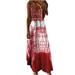 Lanhui Fashion Women Summer V-Neck Casual Printing Loose Sleeveless Loose Long Dress