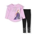 Disney Frozen 2 Exclusive Elsa or Anna Ruffle Sleeve Top and Legging, 2-Piece Outfit Set (Little Girls & Big Girls)