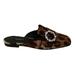 Brown Leopard Crystal Slide On Flats Shoes