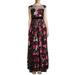 New Badgley Mischka Women's Sequined Floral Gown W/ Mesh Yoke, Berry, size 2