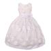 Girls White Floral Sequin Bow Adorned Junior Bridesmaid Dress