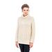 SAOL Irish Oversize Style Sweater 100% Merino Wool Ladies Vented Roll Neck/Turtleneck Pullover Irish Cable Knitted Long Jumper