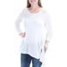 ALFANI Womens White Sheer 3/4 Sleeve Jewel Neck Trapeze Sweater Size M