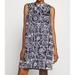 Womens Shift Dress Navy Chimica Printed Inverted-Pleat 10