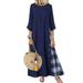 ZIYIXIN Half Long-Sleeved Linen Cotton Spring Summer Dress Spring Summer Fake Two Piece Linen Cotton Dress Plus Size Dress Button-Style Linen Spring Summer Dress (S/M/L/Xl/2Xl/3Xl/4Xl/5Xl)