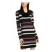 BCX Womens Black Striped Long Sleeve Mock Above The Knee Sheath Dress Size M