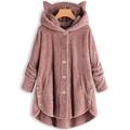 Female Faux Fur Coat Winter Warm Shearling Shaggy Jackets Button Tops for Women with Pockets