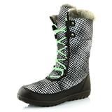DailyShoes Quality Women's Winter Boots Women's Comfort Round Toe Snow Boot Winter Warm Ankle Short Quilted Lace Up Boots Fall Booties Style High Eskimo Fur White,dot,Nylon,5, Shoelace Lime White