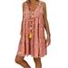 Women Beach Kaftan Casual Short Mini Shirt Dress For Women Sleeveless Paisley Flowing Party Sundress Holiday Mini Sundress Women Evening Cocktail Party Sundress Beachwear Swimwear