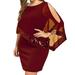 RYDCOT Women Plus Size Cold Shoulder Overlay Asymmetric Chiffon Strapless Sequins Dress Red XXXXXL