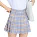 Multitrust Women High Waist Plaid Pleated Skirt Girl School Uniform A-line Skater Tennis Mini Skirt Lining Shorts