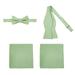 4 Piece Set: Jacob Alexander Men and Boys Woven Subtle Mini Squares Self-Tie Bow Tie Adjustable Pre-Tied Banded Bow Tie and Pocket Squares - Sage Green