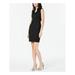 CALVIN KLEIN Womens Black Ruffled Zippered Sleeveless V Neck Above The Knee Sheath Party Dress Size 6P