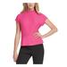 DKNY Womens Pink Ruched Cap Sleeve Mandarin Collar Top Size XL