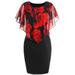 Women Elegant Plus Size Rose Overlay Capelet Dress