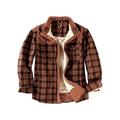 Avamo Mens Vintage Flannel Plaid Shirts Button Down Jacket Long Sleeve with Fleece Lining Thickened Warm Shirt Jacket