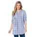 Woman Within Women's Plus Size Pintucked Flannel Shirt