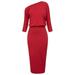 Women One Shoulder Hips-Wrapped Bodycon Party Pencil Dress Sexy Club Dress