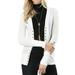 Women Classic Thin Snap Button Front V-Neck Button Down Long Sleeve Ribbed Knit Cardigan