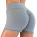 Women Workout Yoga Shorts, Soft Solid Stretch Cheerleader Running Dance Volleyball High Waist Short Pants, Gray, XL