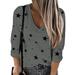 Womens V Neck Printed Long Sleeve Casual Loose Tops T Shirt Fitness Pullovers