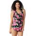 Denim & Co. Beach Womens Surplice One-Piece Swimsuit 14 Pink A350357