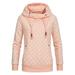 Lumento Women Long Sleeve Polka Dot Hoodies Pullover Tunic Blouse Top Winter Pocket Sweatshirt Pink M