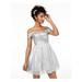 B DARLIN Womens Silver Glitter Zippered Sleeveless Off Shoulder Mini Fit + Flare Formal Dress Size 5\6
