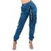 Women's Juniors/Plus Size High Waist Cargo Denim Joggers Pants