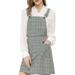 Allegra K Women's Adjustable Strap Plaid Suspender Overall Dress