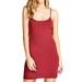 Women & Juniors Solid Plain Adjustable Spaghetti Strap Camisole Mini Dress Tank Top (RUBY BURGUNDY, Large)