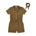 Forever Me Girls Twill Utility Romper With Tie Waist, Sizes 4-12